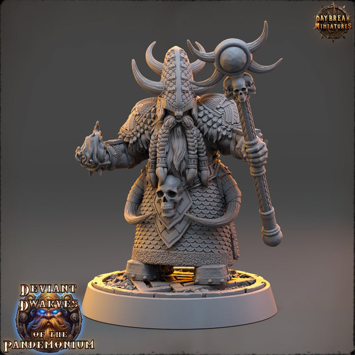 Dwarf Duergar Cleric Wizard | D&amp;D 5e| 28mm,32mm,54mm, 75mm, 100mm Scale | Pathfinder Mini for Painting | Daybreak Miniatures