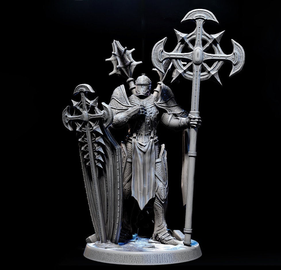 Paladin Cleric Fighter Knight Unpainted Miniature | 28mm, 32mm, 54mm,75mm, 100 Scales | Dungeons and Dragons | Pathfinder