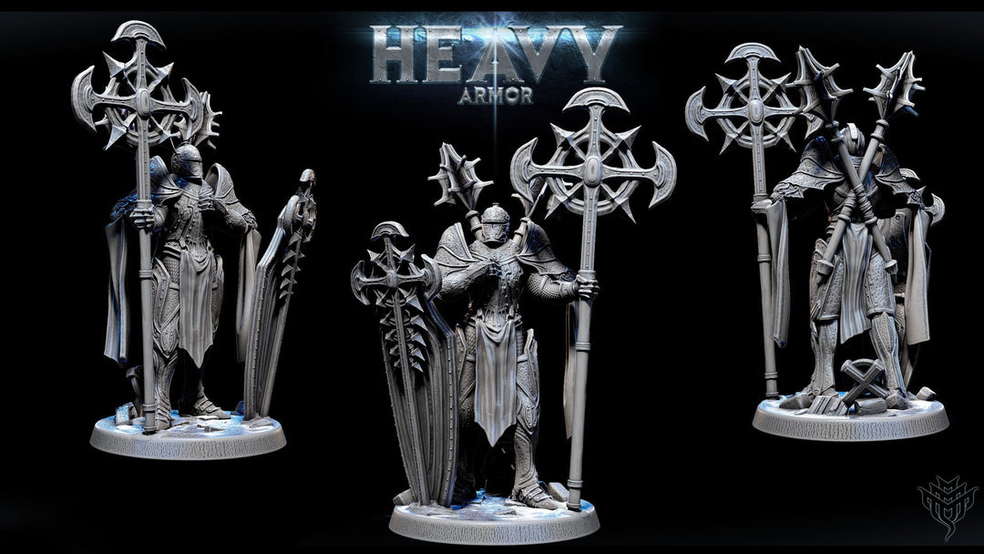Paladin Cleric Fighter Knight Unpainted Miniature | 28mm, 32mm, 54mm,75mm, 100 Scales | Dungeons and Dragons | Pathfinder