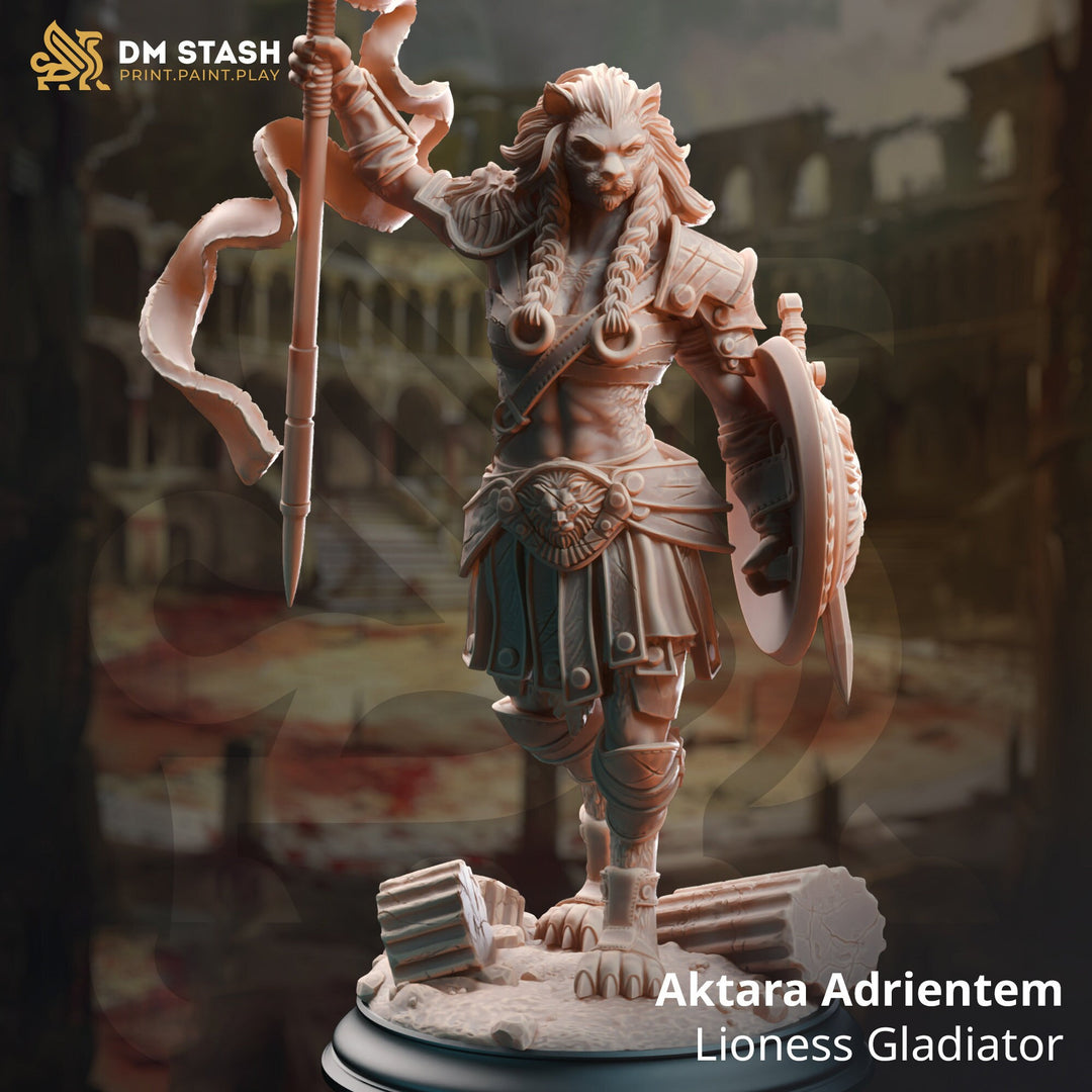 Female Leonin LionFolk Tabaxi Fighter Ranger Unpainted | 28mm,32mm,54mm,75mm,100mm Scale | Resin Dungeons and Dragons D&D 5e | Pathfinder |