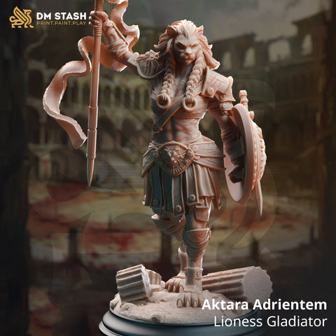 Female Leonin LionFolk Tabaxi Fighter Ranger Unpainted | 28mm,32mm,54mm,75mm,100mm Scale | Resin Dungeons and Dragons D&D 5e | Pathfinder |