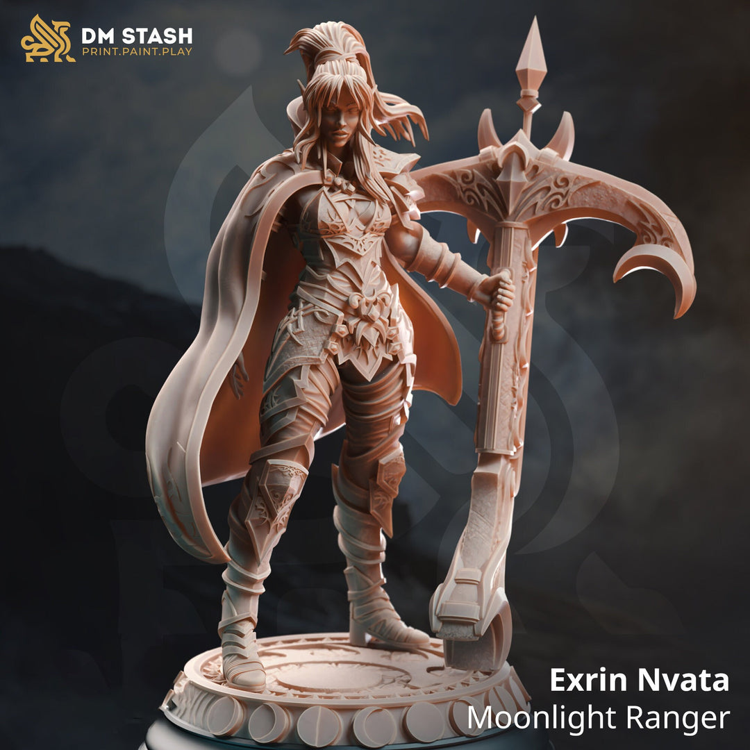 Female Elf Fighter Sharpshooter, Moon Elf, Eladrin Mini | 28mm,32mm,54mm,75mm,100mm Scale | Resin Dungeons and Dragons D&D 5e | Pathfinder