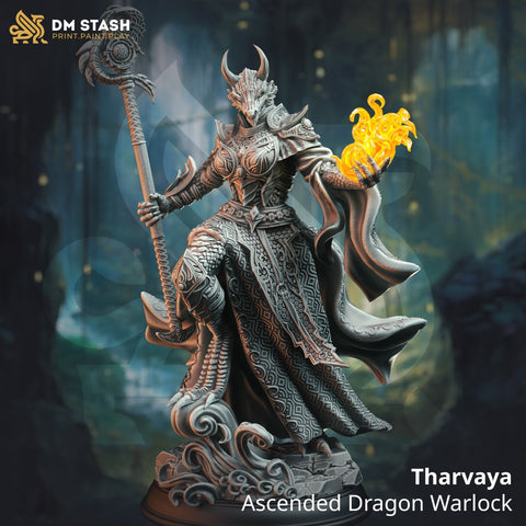 Dragonborn Wizard Sorcerer Warlock | Miniature | 28mm, 32mm, 54mm, 75mm, 100mm Scales | Pathfinder Figure | DnD | Figurine unpainted |