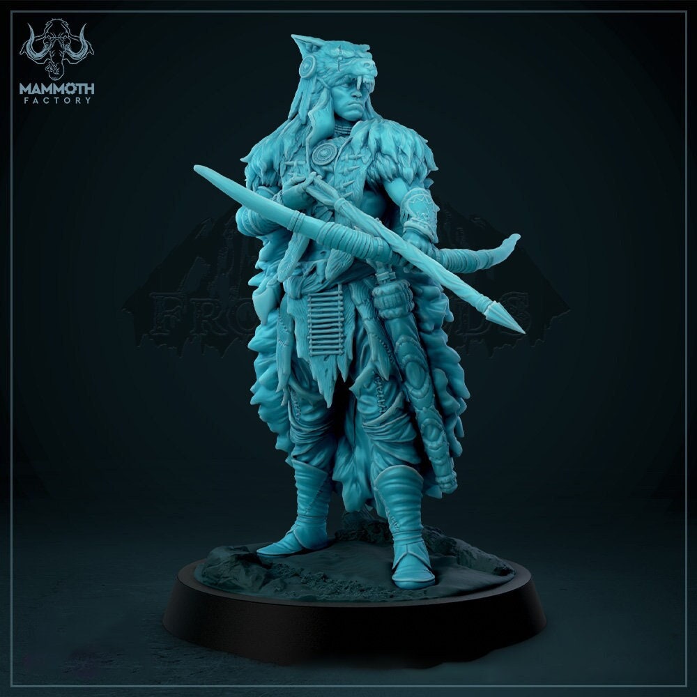 Human Beastmaster Ranger Fighter PC / NPC Unpainted | 28mm,32mm,54mm,75mm,100mm Scale | Resin Dungeons and Dragons D&amp;D 5e | Pathfinder |