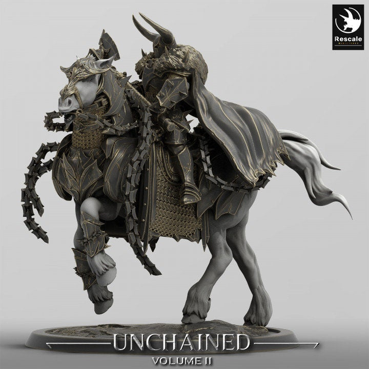 Chaos Knight Mounted on Horse Great Axe , Oathbreaker Paladin | Dungeons and Dragons 5e | 28mm,32mm,54mm,75mm Scale | Pathfinder