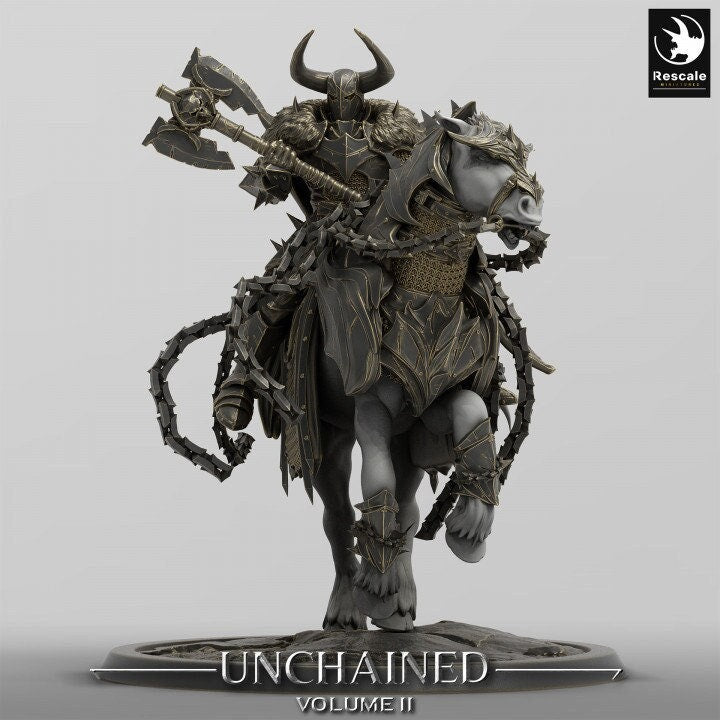 Chaos Knight Mounted on Horse Great Axe , Oathbreaker Paladin | Dungeons and Dragons 5e | 28mm,32mm,54mm,75mm Scale | Pathfinder