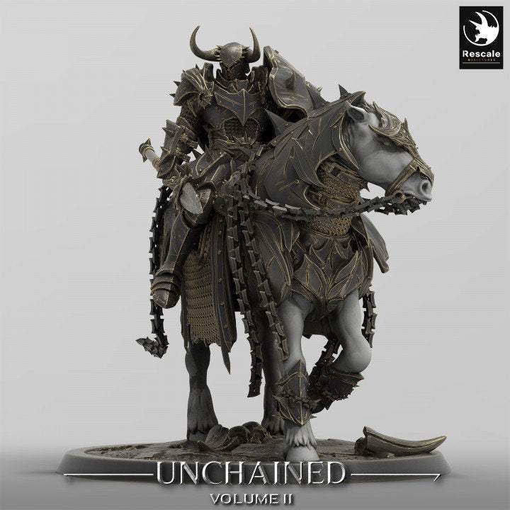 Chaos Knight Mounted on Horse Spear , Oathbreaker Paladin | Dungeons and Dragons 5e | 28mm,32mm,54mm,75mm Scale | Pathfinder