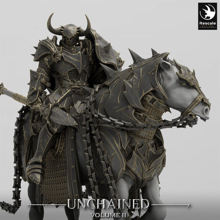 Chaos Knight Mounted on Horse Spear , Oathbreaker Paladin | Dungeons and Dragons 5e | 28mm,32mm,54mm,75mm Scale | Pathfinder