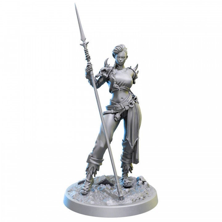 Human Female Fighter Polearm Master Paladin PC / NPC also NSFW (topless) | 28mm,32mm,54mm,75mm,100mm Scales | Dungeons &amp; Dragons |Pathfinder