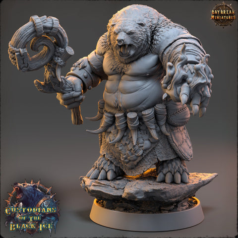 Druid BearFolk Werebear Humanoid Scales: 28mm, 32mm,54mm,75mm,100mm | D&D 5e | Dungeons and Dragons | Pathfinder | Daybreak Miniatures