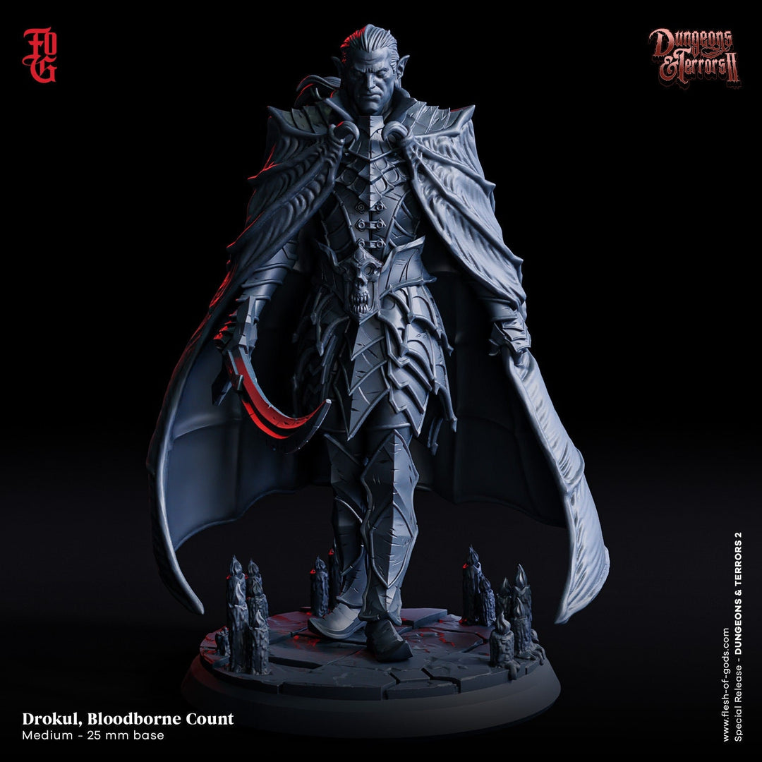 Vampire Lord Strahd Standing | 5 Sizes Scale | Undead Dungeons & Dragons 5e Miniatures | Pathfinder | Figurine