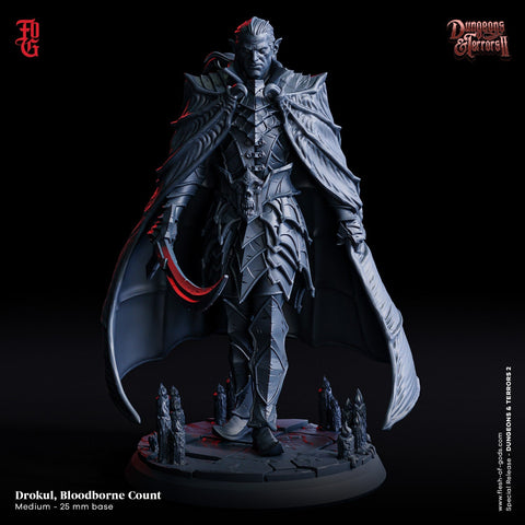 Vampire Lord Strahd Standing | 28mm, 32mm,54mm, 75mm,100mm Scale | Undead Dungeons & Dragons 5e Miniatures | Pathfinder | Figurine DnD Mini