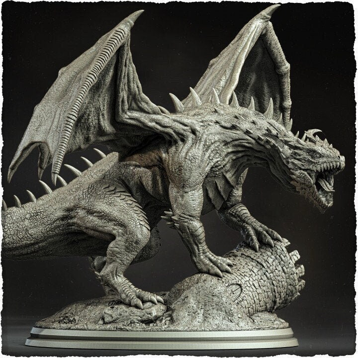 Chromatic Green Dragon (4 sizes) D&amp;D Miniature | 250mm Long, 250mm Wing Span | Resin Dragon Statue | Figurine | Dungeons and Dragons 5e