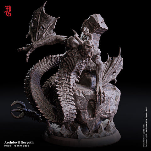 Archdevil Geryoth, Demon Lord Fiend | 28mm,32mm,54mm,75mm,100mm Scale - Boss Monster Mini D&D 5e - Pathfinder Figurine | Flesh of Gods