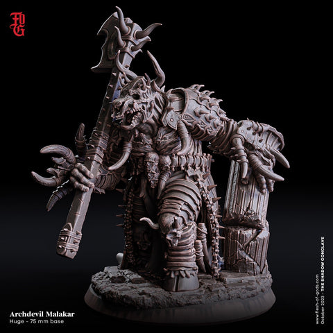 Archdevil Malakar, Demon Lord Fiend | 28mm,32mm,54mm,75mm,100mm Scale - Boss Monster Mini D&D 5e - Pathfinder Figurine | Flesh of Gods