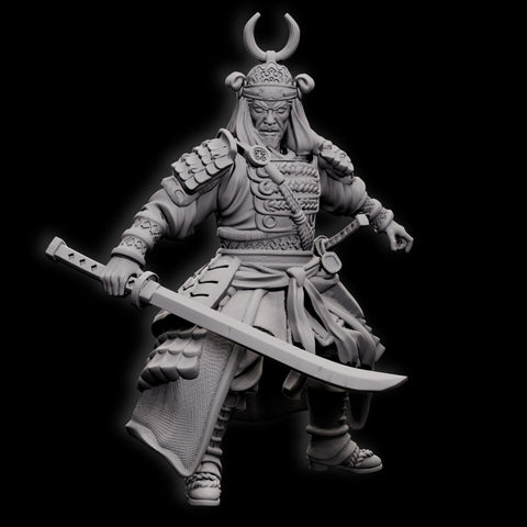 Human Fighter Samurai Kensa with Katana & Armor | DnD Miniature 28mm,32mm,54mm, 75mm,100mm Scale Pathfinder Figure/ DnD Figurine unpainted
