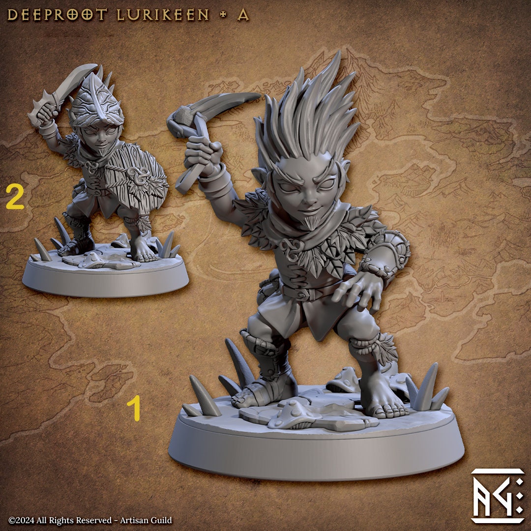 Halfling Gnome Sling, Sword and Shield | 28mm, 32mm, 54mm, 75mm Scale Resin Miniature | Dungeons and Dragons | Artisan Guild