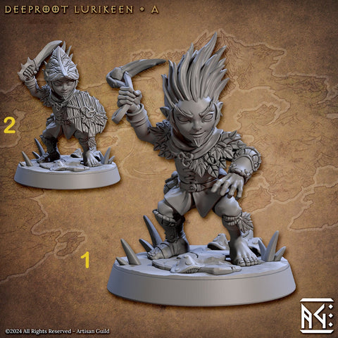 Halfling Gnome Sling, Sword and Shield | 28mm, 32mm, 54mm, 75mm Scale Resin Miniature | Dungeons and Dragons | Artisan Guild