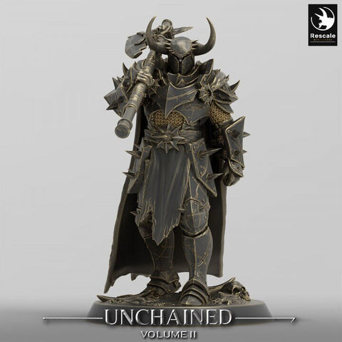 Fighter Axe, Armored Soldier, Oathbreaker Paladin, Unpainted Miniature| 28mm, 32mm,54mm,75mm,100mm Scales |Dungeons and Dragons Pathfinder