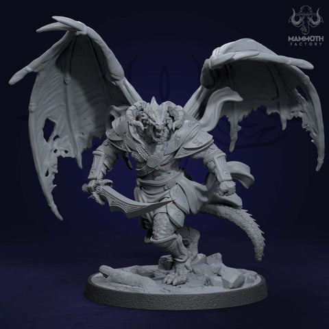 Dragonborn Winged Paladin with Sword | 28mm,32mm,54mm,75mm Scale |Resin Miniature | Dungeons and Dragons D&D 5e | Pathfinder |Flesh of Gods