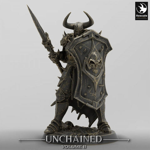 Fighter, Ranger Spear and Shield, Oathbreaker Paladin, DnD Unpainted Miniature| 28mm, 32mm,54mm,75mm,100mm Scales | Dungeons & Dragons