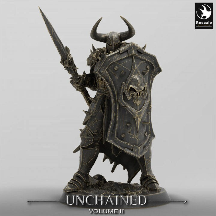 Fighter, Ranger Spear and Shield, Oathbreaker Paladin, DnD Unpainted Miniature| 28mm, 32mm,54mm,75mm,100mm Scales | Dungeons & Dragons