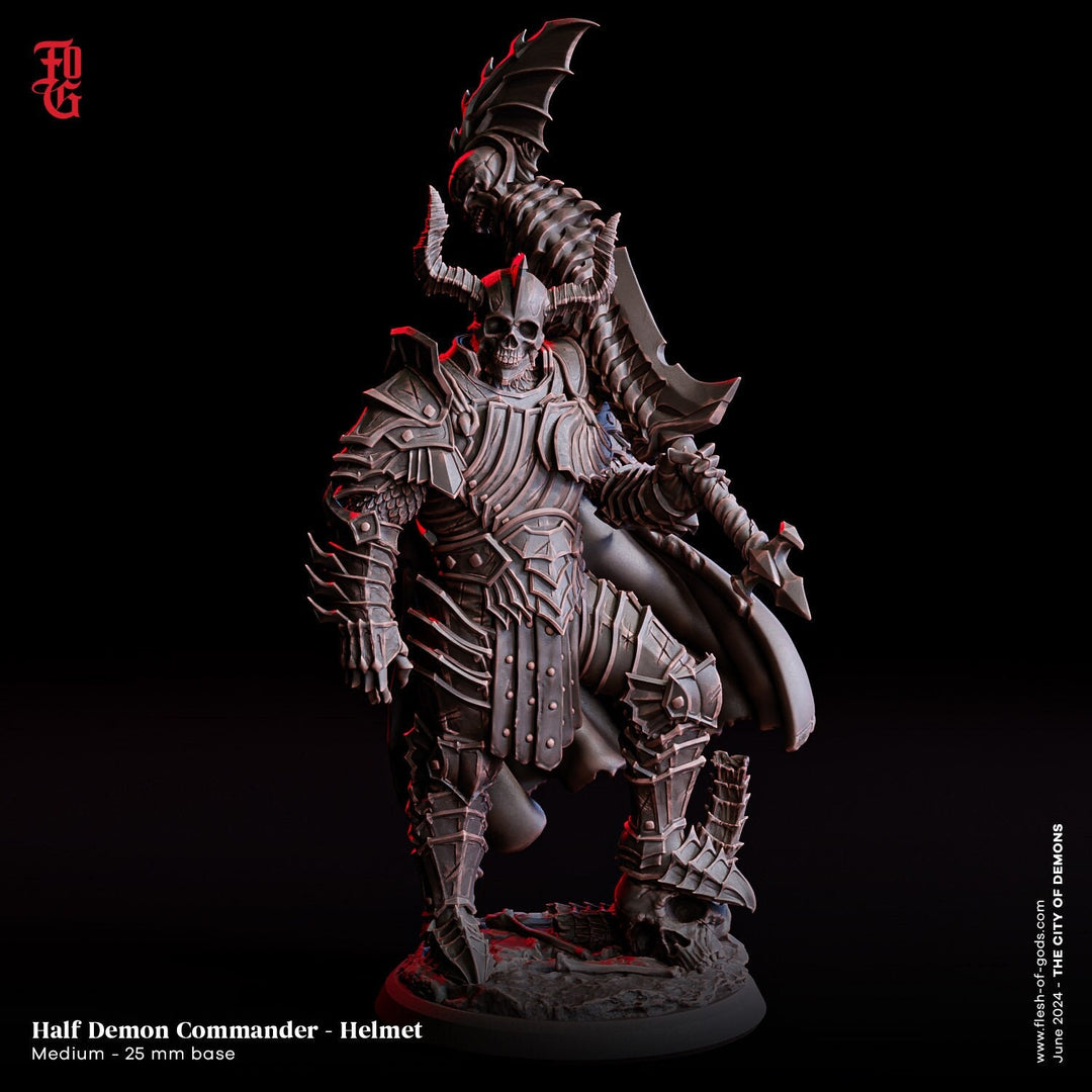 Cambion, Half-Demon Commander Fighter | 28mm, 32mm,54mm,75mm,100mm Scales | Player Character Mini -D&D 5e Pathfinder Figurine |Flesh of Gods
