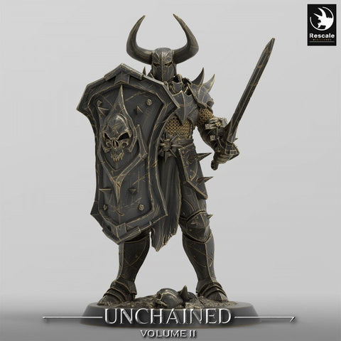 Oathbreaker Paladin, Fighter,Soldier Sword and Shield, DnD Unpainted Miniature| 28mm, 32mm,54mm,75mm,100mm Scales | Dungeons & Dragons