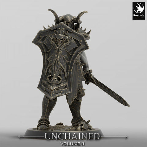 Oathbreaker Paladin, Fighter,Soldier Sword and Shield, DnD Unpainted Miniature| 28mm, 32mm,54mm,75mm,100mm Scales | Dungeons & Dragons