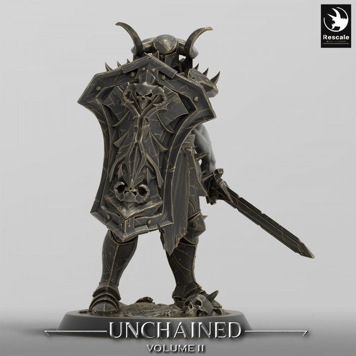 Oathbreaker Paladin, Fighter,Soldier Sword and Shield, DnD Unpainted Miniature| 28mm, 32mm,54mm,75mm,100mm Scales | Dungeons & Dragons