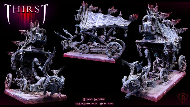 Vampire Coven Blood throne Coach | 28mm, 32mm scales sizes 165mm long, 100 x 50mm Base | DnD Undead Figurine | Dungeons and Dragons 5e