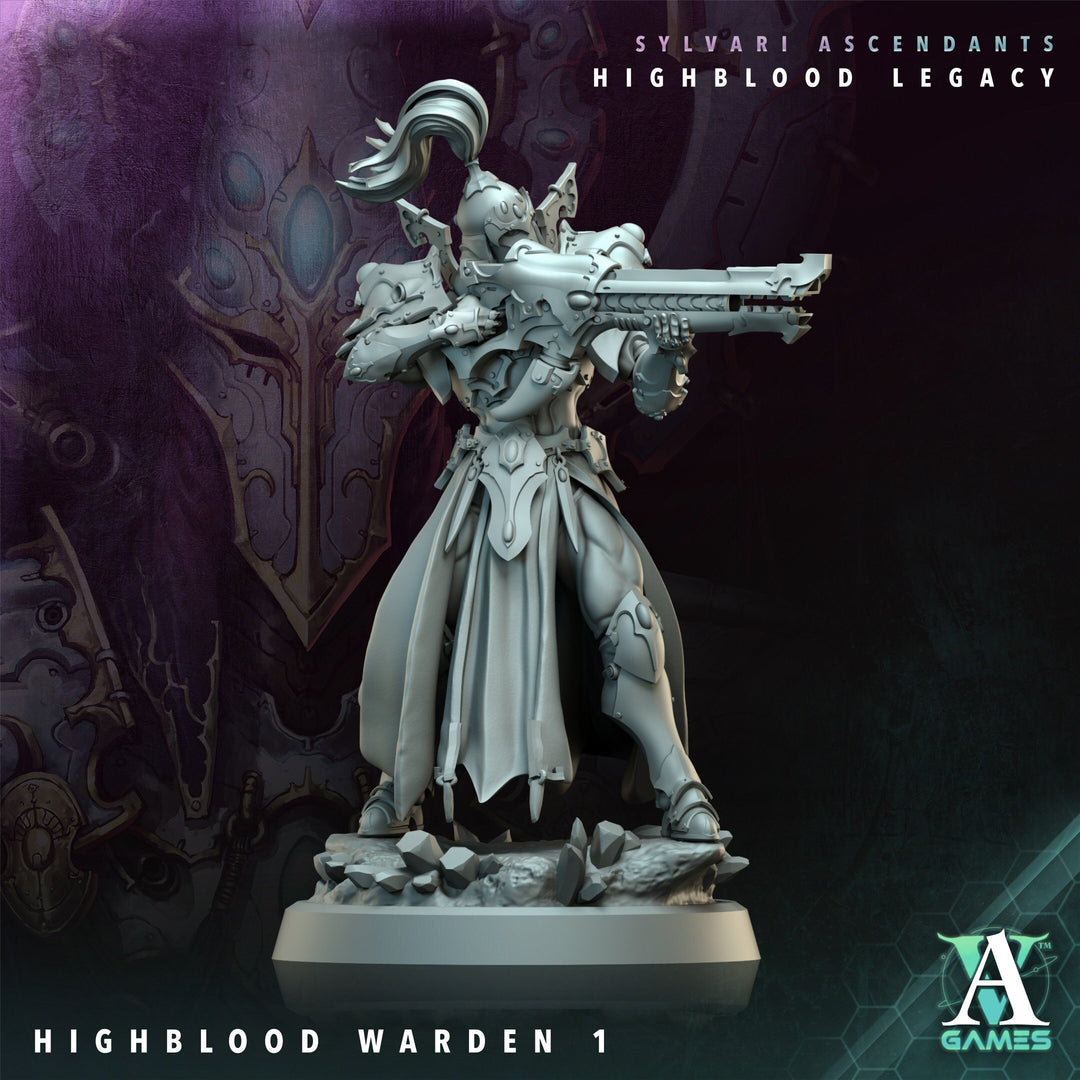 Sci-Fi Miniature Space Elf, Highblood Warden | 28mm,32mm, 54mm, 75mm,100mm Scales | Resin Mini | Archvillain Games