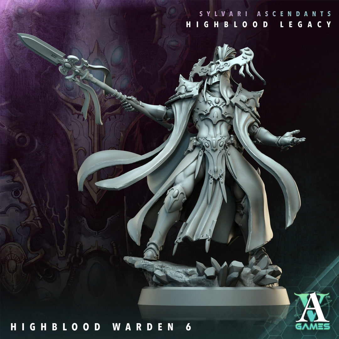 Sci-Fi Miniature Space Elf, Highblood Warden | 28mm,32mm, 54mm, 75mm,100mm Scales | Resin Mini | Archvillain Games