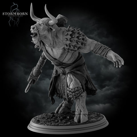 Minotaur Warrior War Chief | Scales: 28mm,32mm,54mm,75mm,100mm | D&D 5e Megaboss | Dungeons and Dragons | Pathfinder | Daybreak Miniatures