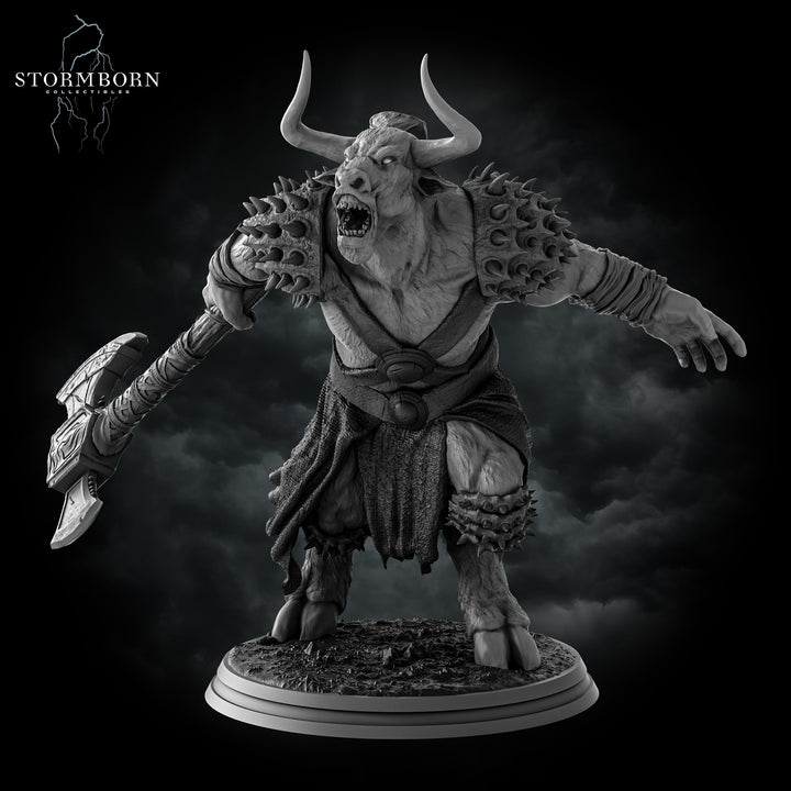 Minotaur Warrior War Chief | Scales: 28mm,32mm,54mm,75mm,100mm | D&amp;D 5e Megaboss | Dungeons and Dragons | Pathfinder | Daybreak Miniatures