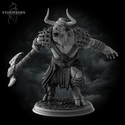 Minotaur Warrior War Chief | Scales: 28mm,32mm,54mm,75mm,100mm | D&D 5e Megaboss | Dungeons and Dragons | Pathfinder | Daybreak Miniatures