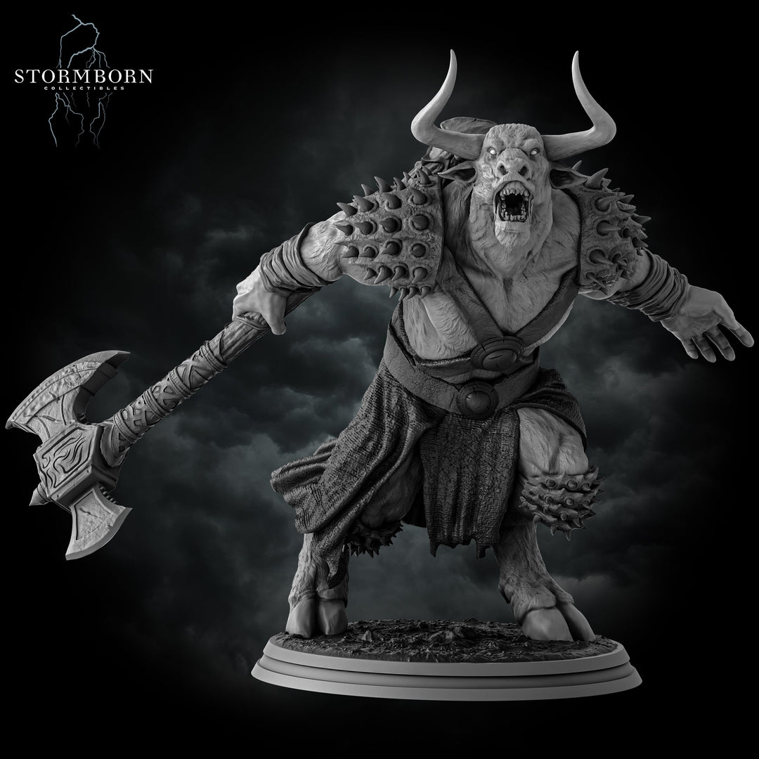 Minotaur Warrior War Chief | Scales: 28mm,32mm,54mm,75mm,100mm | D&amp;D 5e Megaboss | Dungeons and Dragons | Pathfinder | Daybreak Miniatures