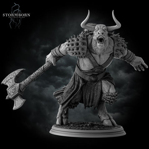Minotaur Warrior War Chief | Scales: 28mm,32mm,54mm,75mm,100mm | D&D 5e Megaboss | Dungeons and Dragons | Pathfinder | Daybreak Miniatures