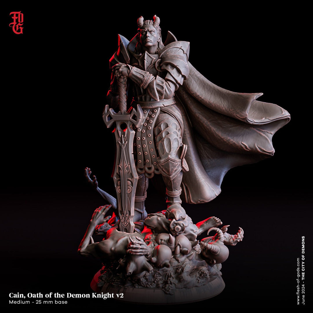 Tiefling Paladin Fighter PC / NPC | 28mm, 32mm,54mm,75mm,100mm Scales | Player Character Mini -D&D 5e Pathfinder Figurine |Flesh of Gods