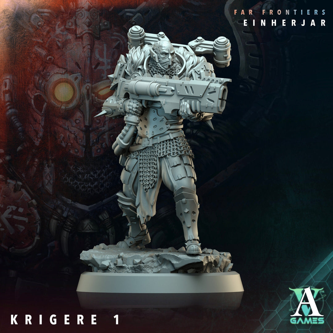 Sci-Fi Miniature Army Krigere Infantry Corp | 28mm,32mm,54mm,75mm,100mm Scale | Resin Mini | Morior Shocktrooper TPG | Archvillain Games