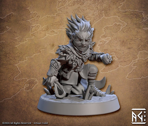 Halfling Gnome Rogue ,Ranger Sharpshooter Fighter w/ Sling PC NPC | Dungeons & Dragons | 28mm,32mm,54mm,75mm Scales Pathfinder Artisan Guild