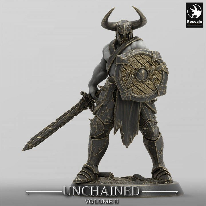 Ranger, Fighter, Sword and Shield, DnD Unpainted Miniature| 28mm, 32mm,54mm,75mm,100mm Scales | Dungeons & Dragons