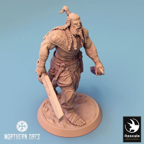 Orc Fighter Barbarian Two Swords, Half-Orc | Scales: 28mm,32mm , 54mm,75mm,100mm Megaboss | Dungeons & Dragons 5e | Pathfinder