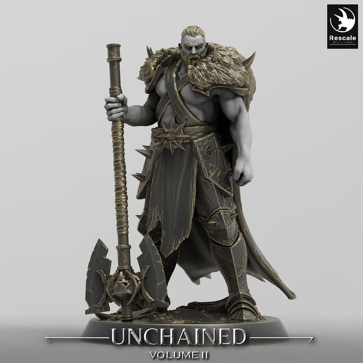 Barbarian Human / Goliath, Ranger,Fighter, with Big Axe, DnD Unpainted Miniature| 28mm, 32mm,54mm,75mm,100mm Scales | Dungeons &amp; Dragons