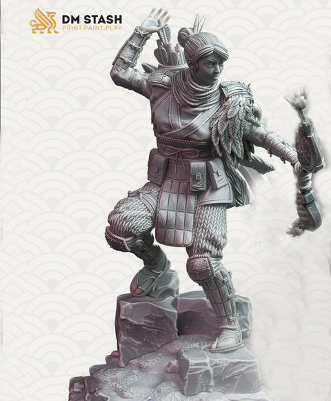 Female Fighter Ranger Sharpshooter | Miniature | 28mm, 32mm, 75mm, 100mm Scales | Pathfinder Figure | DnD | Figurine unpainted | DM Stash