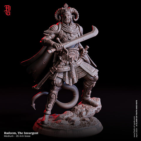 Tiefling Rogue, Fighter, Ranger PC / NPC Resin Figure | 28mm, 32mm,54mm75mm,100mm Scales | Mini -D&D 5e Pathfinder Figurine | Flesh of Gods