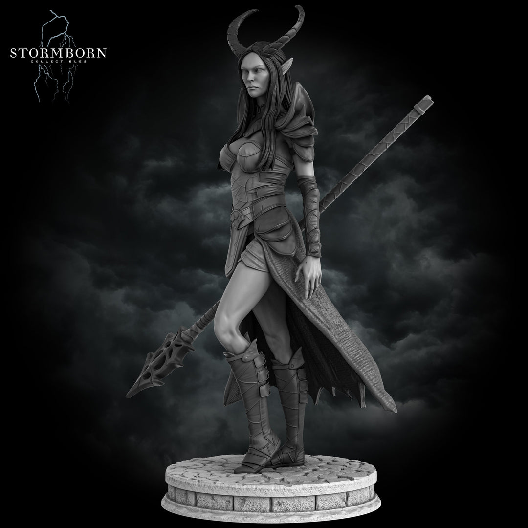 Female Tiefling Sorceress Warlock, PC / NPC Miniature | 28mm, 32mm, 54mm,75mm, 100mm Scales | Pathfinder Figure | DnD | Figurine unpainted |