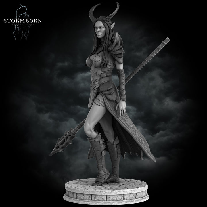 Female Tiefling Sorceress Warlock, PC / NPC Miniature | 28mm, 32mm, 54mm,75mm, 100mm Scales | Pathfinder Figure | DnD | Figurine unpainted |