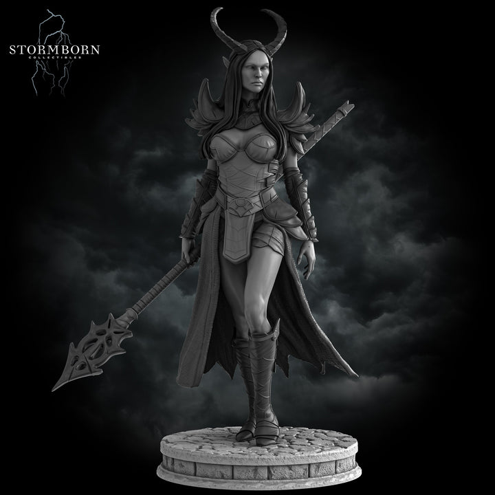 Female Tiefling Sorceress Warlock, PC / NPC Miniature | 28mm, 32mm, 54mm,75mm, 100mm Scales | Pathfinder Figure | DnD | Figurine unpainted |
