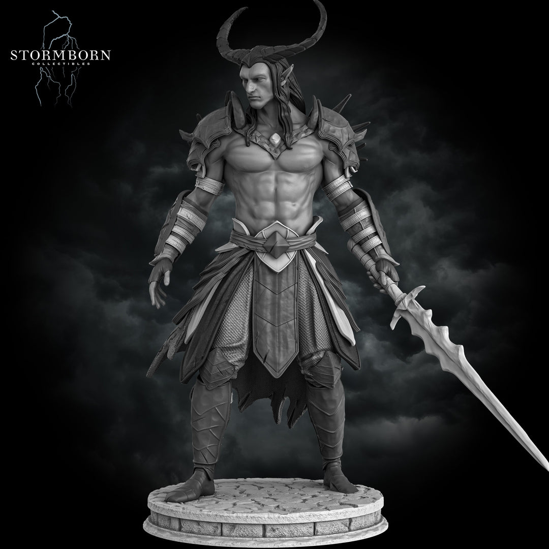 Tiefling Hexblade Warlock, Ranger Fighter PC / NPC Miniature | 28mm, 32mm, 54mm,75mm, 100mm Scales | Pathfinder Figure | D&amp;D 5e | Resin mini